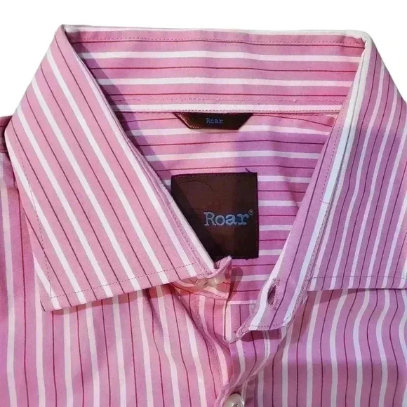 Roar Pink Striped Short Sleeve Button Up Shirt Sz XXL - Picture 3 of 7